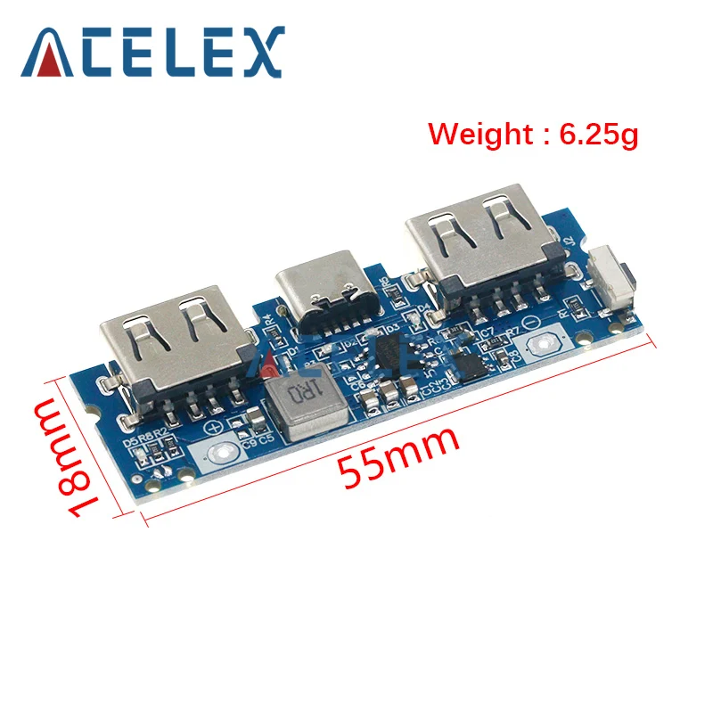 Placa de carga de batería Micro/Tipo C USB 5V 2.4A Dual USB 18650 Boost, accesorios de Banco de energía móvil para teléfono DIY