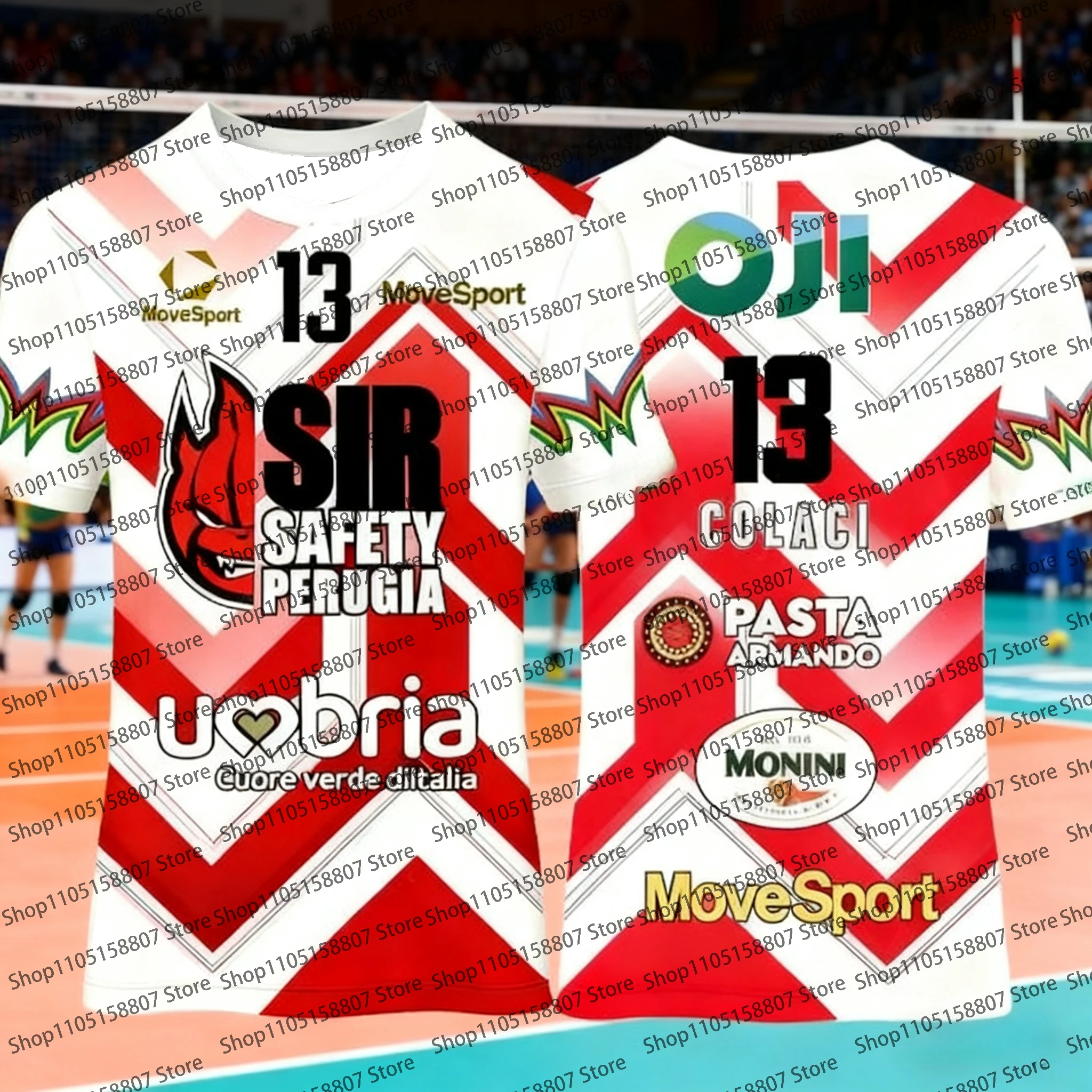 2026 الصيف رجل جديد وصول نمط Perugia الكرة الطائرة جيرسي رجل إمرأة تي شيرت رياضي الراحة تنفس ثلاثية الأبعاد المحملة موضة الملابس