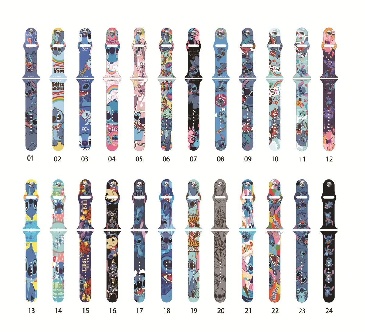 Disney Stitch Apple Watch Strap for Iwatch1/2/3/4/5/6/7se Watch Print Silicone Watch Replacement Watchband 38mm 42mm 44mm Gifts