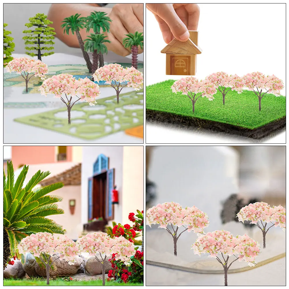 

12pcs Micro Landscaping Accessories Tree Miniature Cherry Blossom Artificial Flowers Faux Decorative Model Craft Supplies