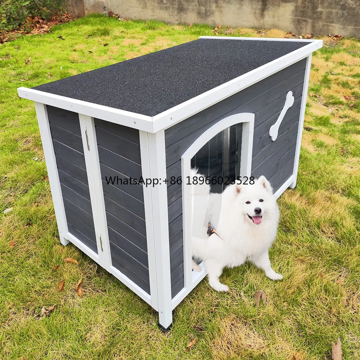 

Wooden Dog House Outdoor Indoor Pet Kennel for Winter w/ Anti Chewing Frame & Raised Feet, large dog house outdoor weatherproof