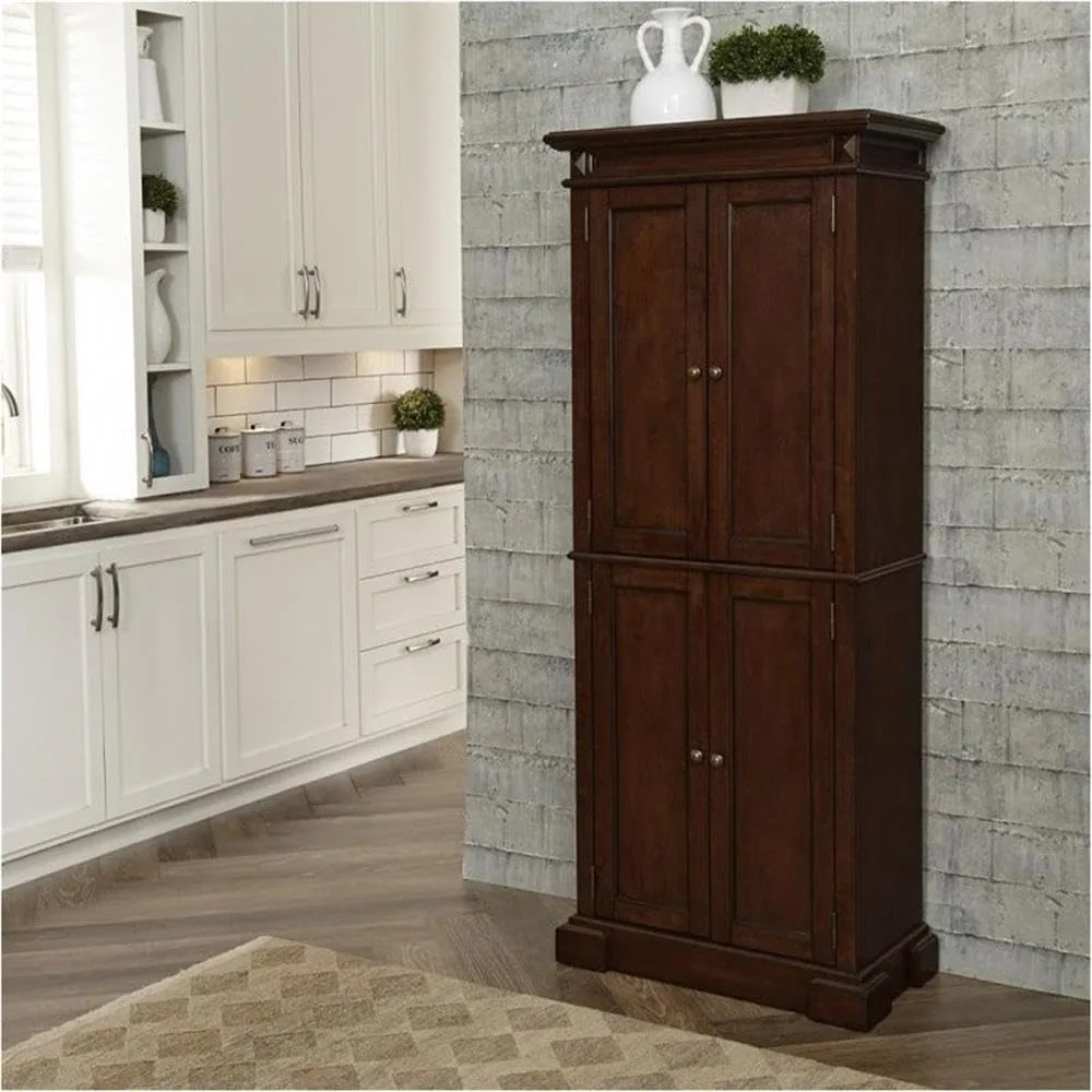 

Traditional 4 Shelves Wood Kitchen Pantry in Brown Cherry