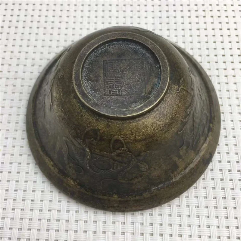 Wholesale Brass Yin Yang Bagua Bowl Four Divine Beasts Pattern Copper Bowl Pen Washer Craft Ornament