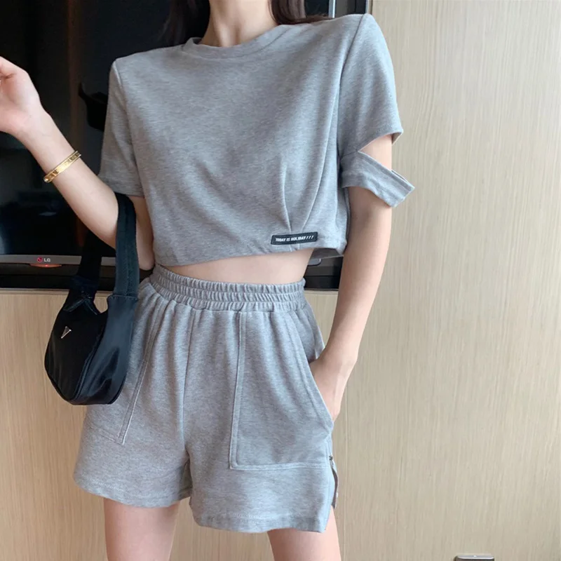 

Summer New Style Small Size Casual Sports Set Women's Popular Chic Hong Kong Style Student Fashionable Two-Piece Trendy