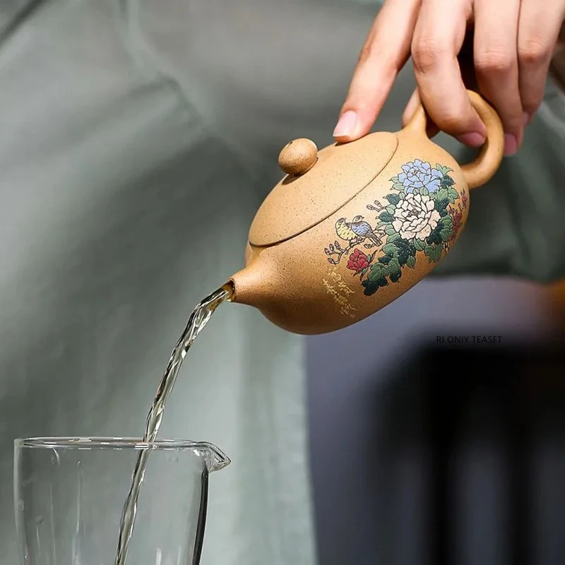 

180ml Chinese Yixing Purple Clay Teapots Raw Ore Section Mud Kettle Famous Handmade Flowers Flat Xishi Tea Pot Zisha Tea Set