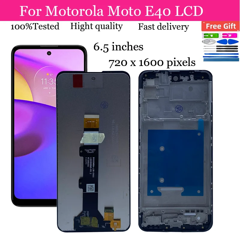 

6.5" Screen For Motorola Moto E40 LCD Display Touch Screen Sensor Digiziter Assembly Replace For Motorola Moto E40 With Frame