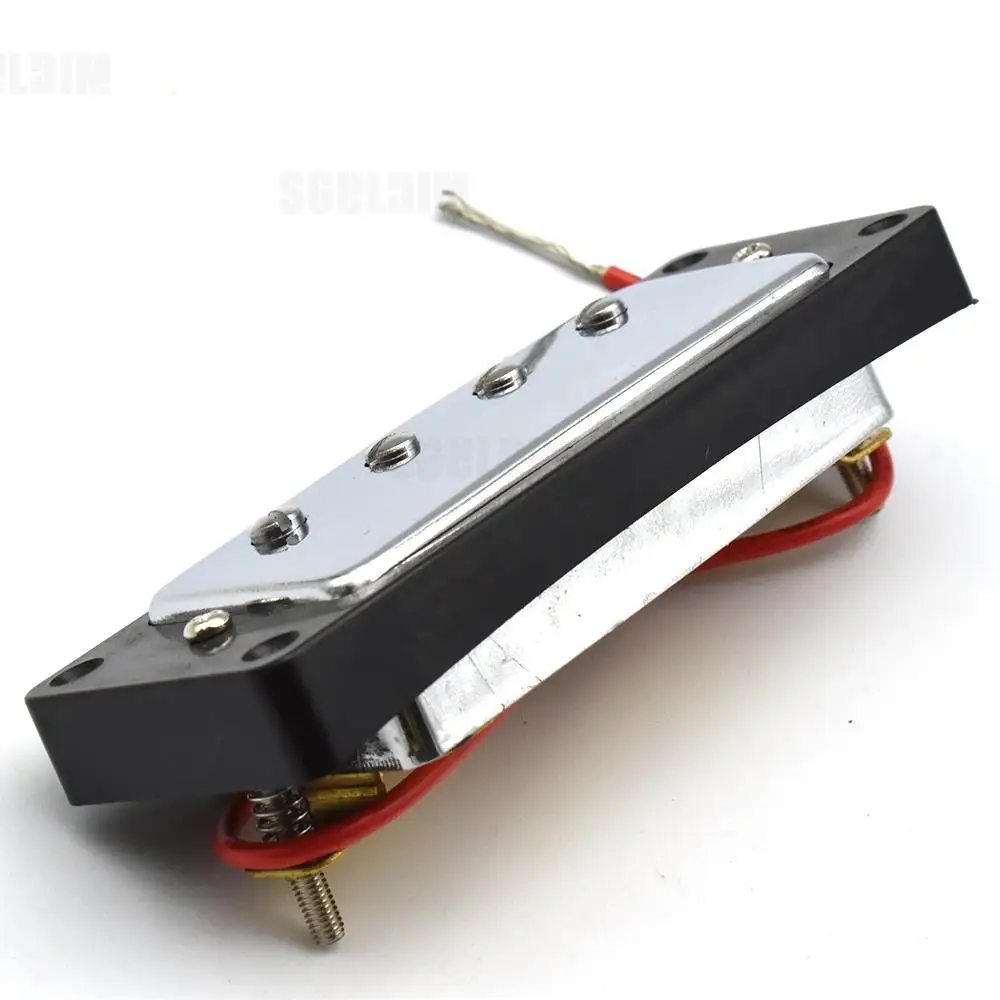 1Pcs Mini Chrome 4 string Bass Guitar Humbucker Pickups with Black Ring Mounting screws