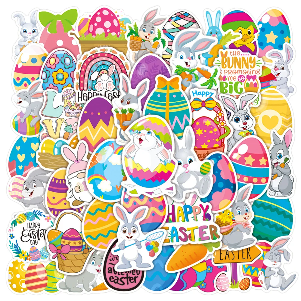 

50Pcs Cartoon Easter Egg Bunny Series Graffiti Stickers Suitable for Laptop Helmets Desktop Decoration DIY Stickers Toys