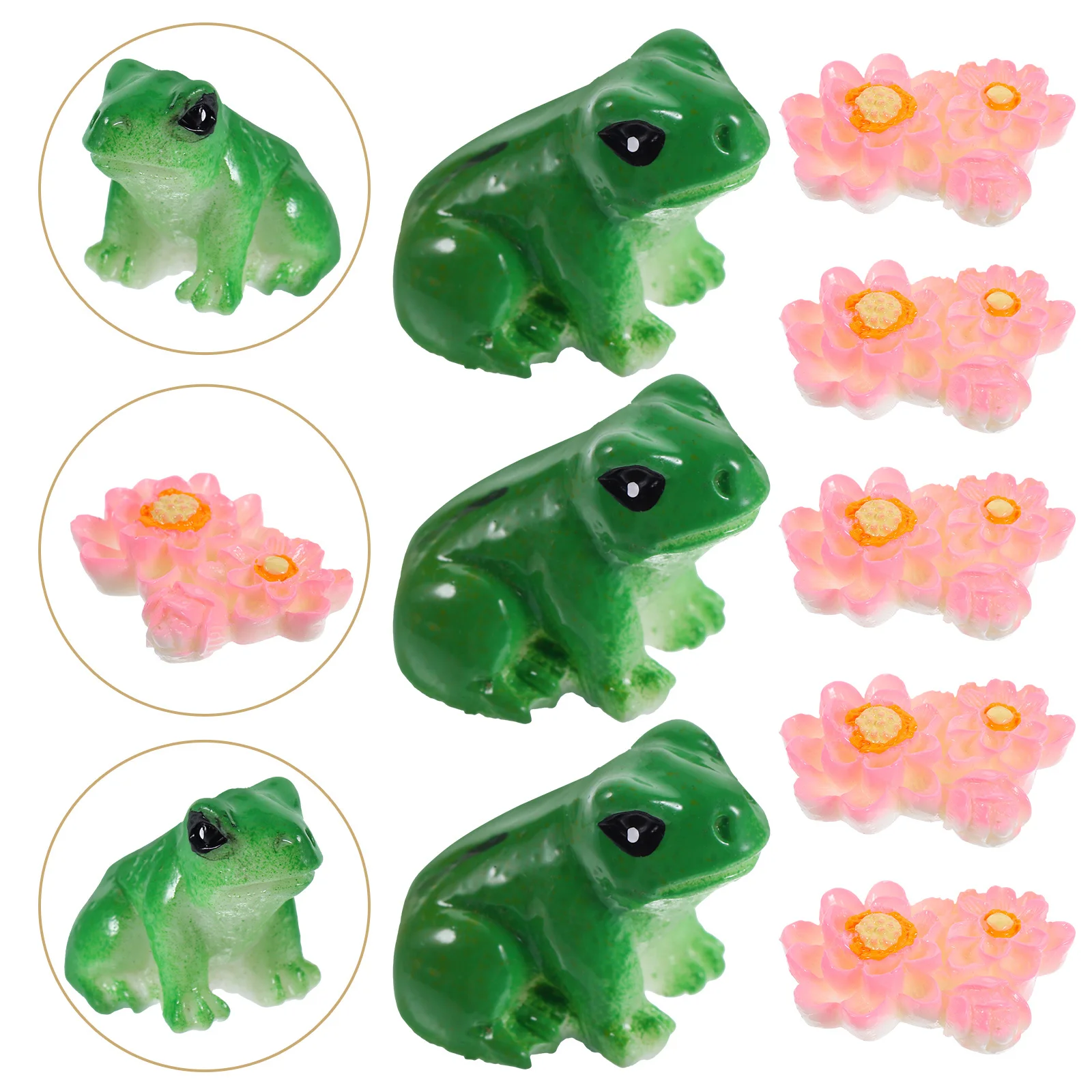 

1Set Resin Frog and Lotus Decor Set Lifelike Garden Statue for Yard Lawn Patio Small Animal Landscape Ornament Flowerpot Accents