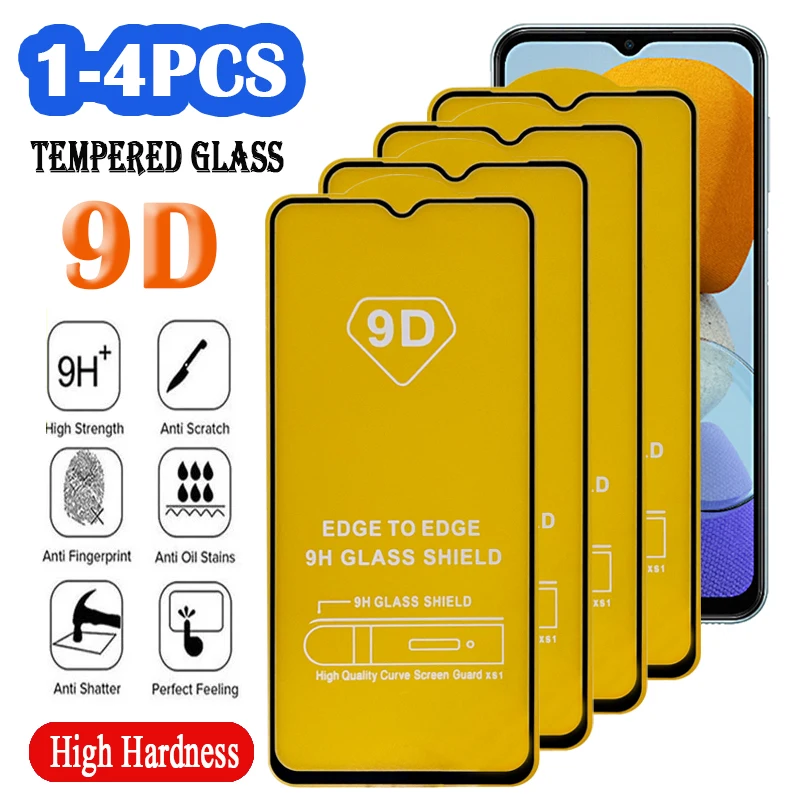 1- 4Pcs 9D HD Tempered Glass For Samsung Galaxy A13 A23 A33 A53 5G A73 A03 Core M13 M23 M33 M53 Screen Protector Protective Film