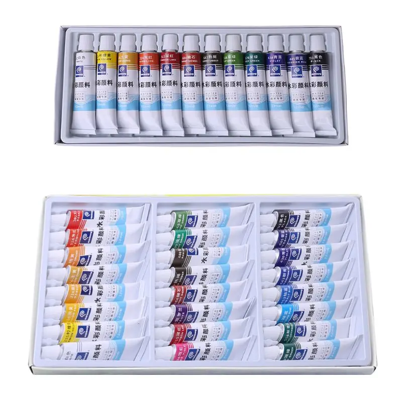 

12ml 12/24 Colors Professional Paint Tubes Drawing Painting Watercolor Pigment Set Art Supplies