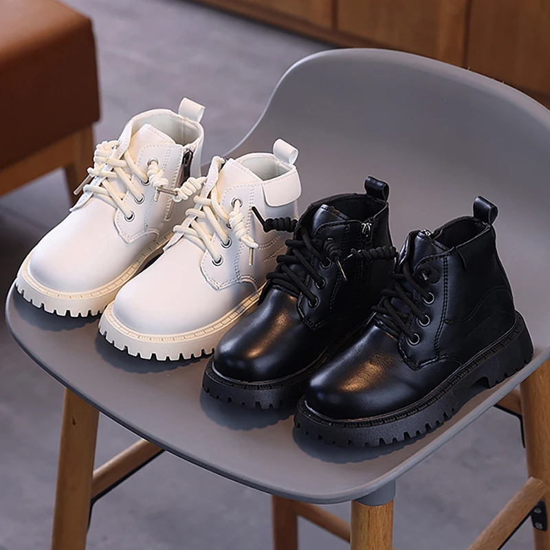 

Autumn Boots For Children PU Leather Waterproof Boy's Girl's Boots Platform Outdoor Kid's Boots Anti-slippery Fashion Footwear