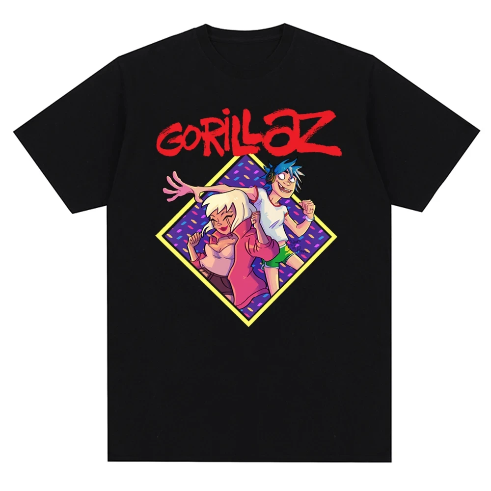 Music Band Gorillaz Punk Rock Cotton T-Shirts Print Men Women Short Sleeve T Shirt Oversized Harajuku Unisex Tees Tops Clothing