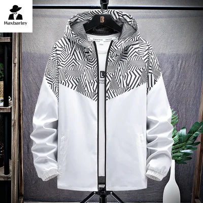 Casual Sports Windbreaker Men's 2025 Autumn Outdoor Thin Camouflage Splicing Waterproof Hooded Coat Fashion Running Loose Jacket