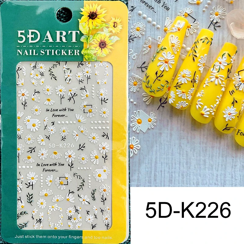 5d Reliëf Nail Art Decoratie Stickers Kawaii Accessoires Schattige Cartoon Panda Ontwerp Bloem Stickers Manicure Decor Benodigdheden