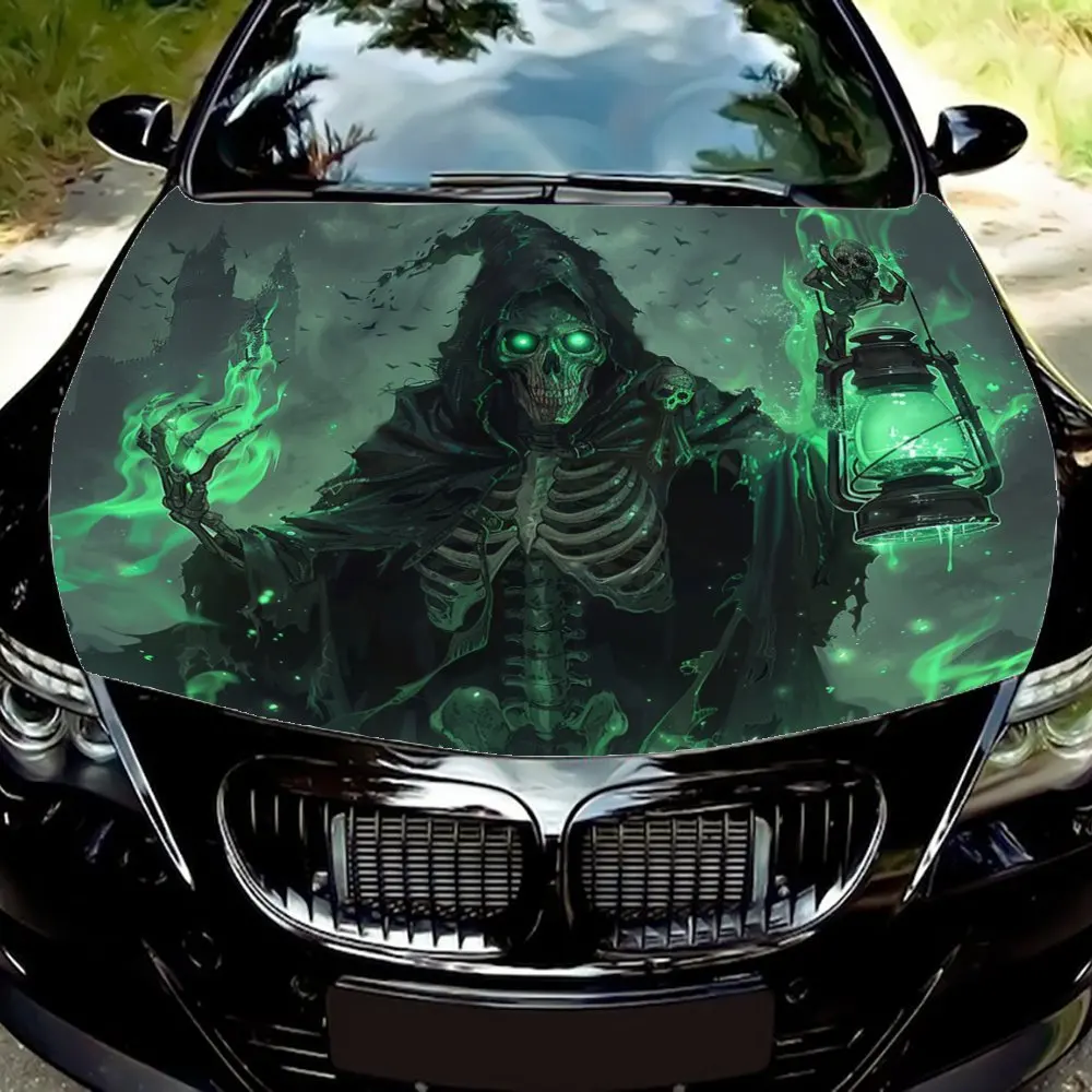 

Reign of the Undead: The Terrifying Lords of the Green Skull with Scythe; Car Vinyl Wraps, Vinyl Car Hood, Dark Graphic Vinyl Pa