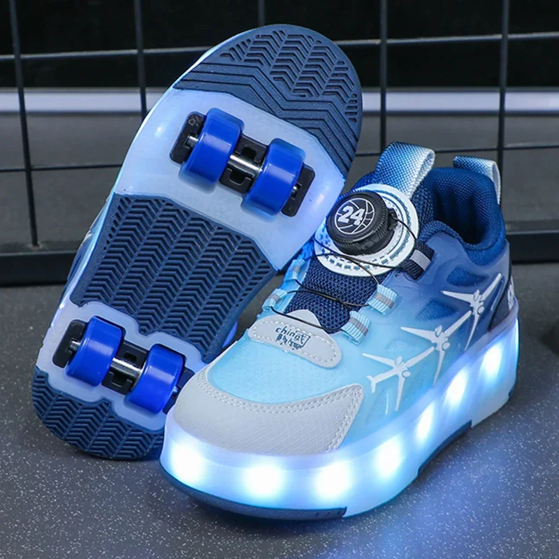 2024 zapatos deportivos para niños, zapatos de luz LED USB a la moda y transpirables, zapatillas de adiestramiento al aire libre para niños y niñas