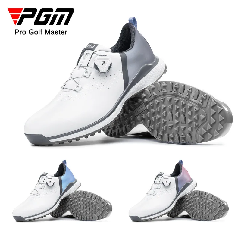 PGM Men Golf Shoes Anti Slip Rubber Knob Lacing Popcorn Midsole Soft Sole Waterproof