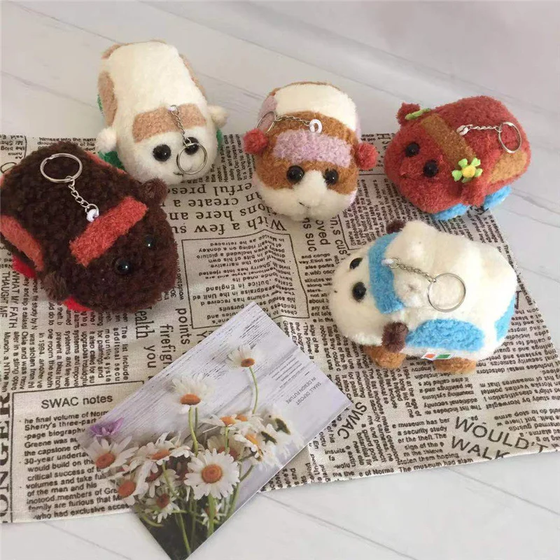 Sevimli PUI PUI peluş oyuncak çanta kolye japonya Anime gine domuz dolması hayvan Plushie şekil yumuşak anahtarlık bebek anahtarlık doğum günü