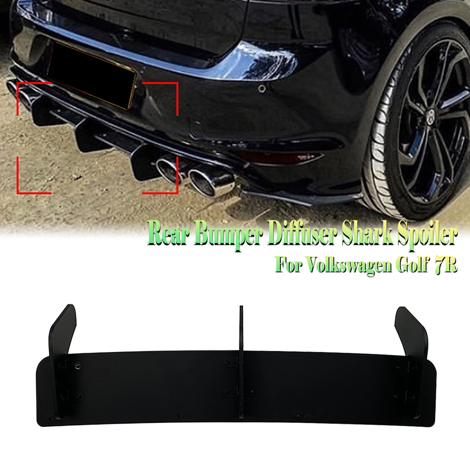 

For Volkswagen VW Golf 7 MK7 R Rline 2014-2017 Rear Bumper Diffuser Shark Spoiler Kit Boot Lower Splitter Plate Bracket Trim