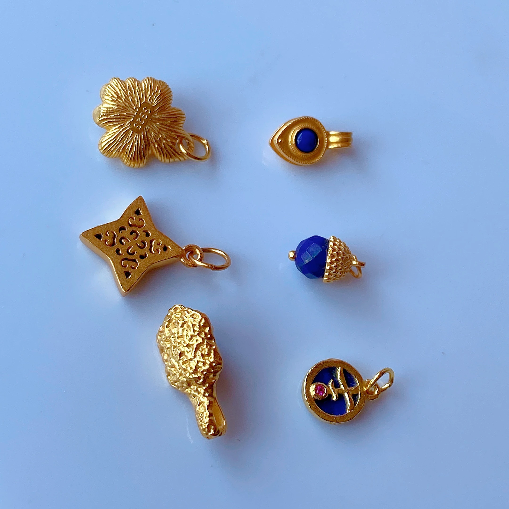 S925 Silver Plated Gold l Lapis Lazuli Pendant Accories DIY Handmade Bracelet Nelace Cord Jewelry Accories