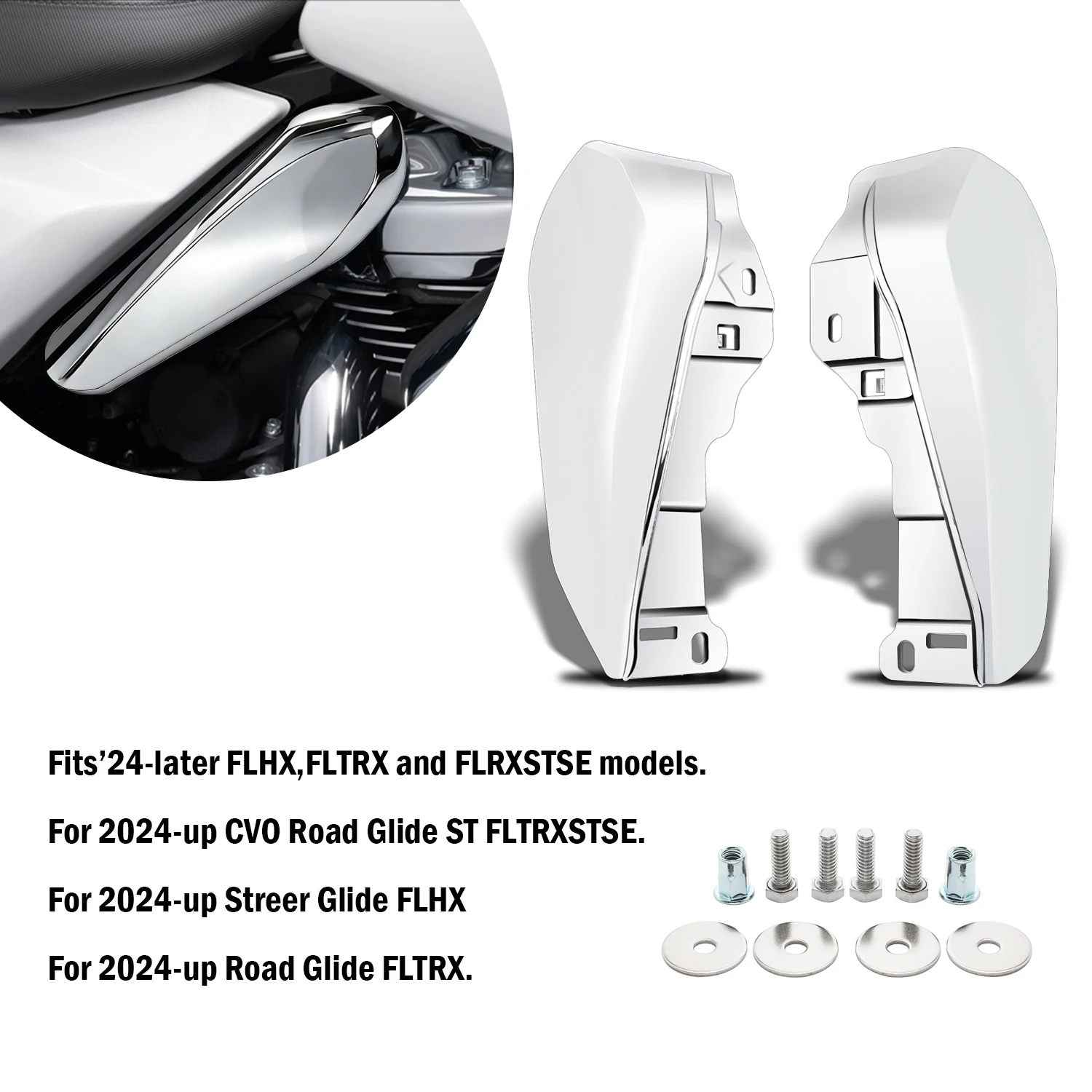 

Хромированный воздушный дефлектор средней рамы мотоцикла, теплозащитная накладка, подходит для Harley Touring Street Road Glide FLHX FLTRX FLTRXSE 2023 2024