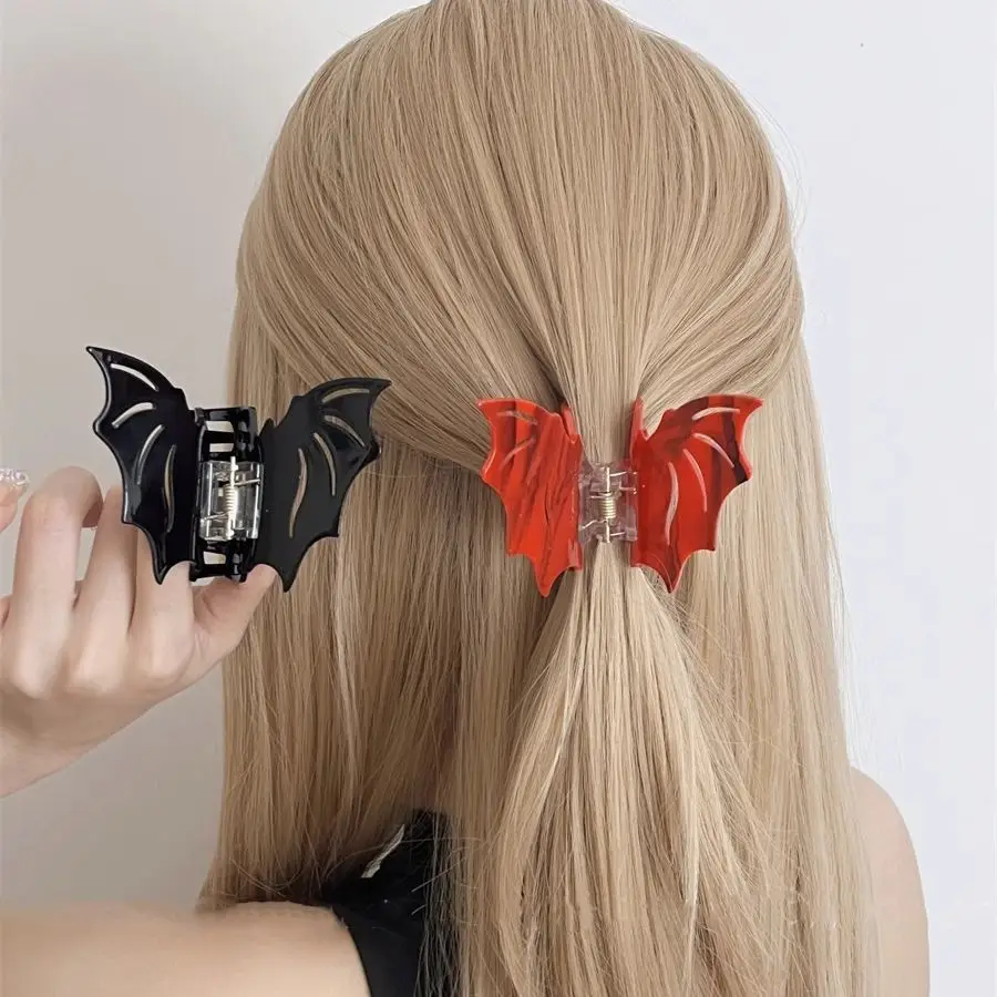 

Women's Goth Lovely Halloween Bat Funky Acetic Acid Grab Clip Good-looking Back Head Shark Hairpin Parties Dress Up Accessory