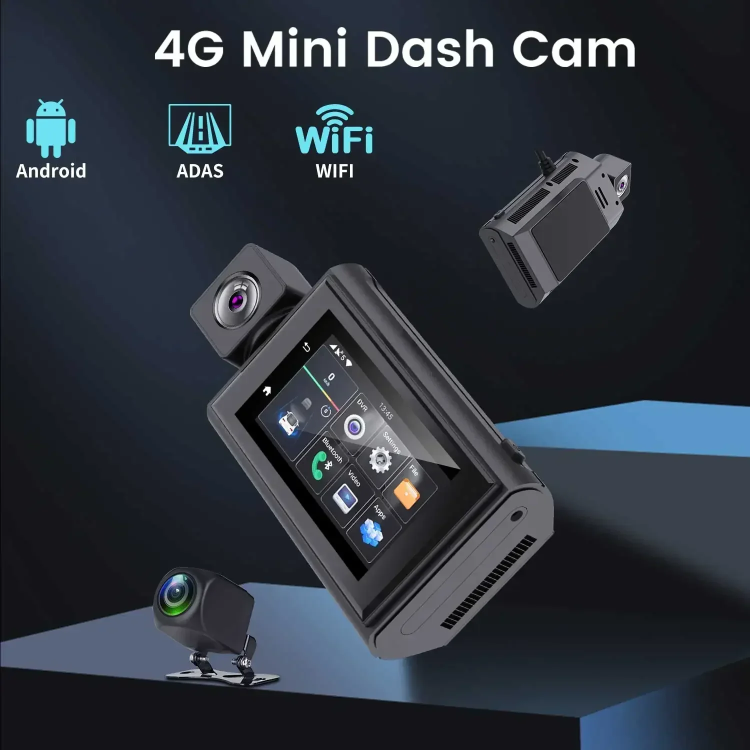 4G LTE Android 10.0 Dual Lens 1080P Dash Cam with GPS Navigation, ADAS, 24H Parking Monitor & Live Streaming