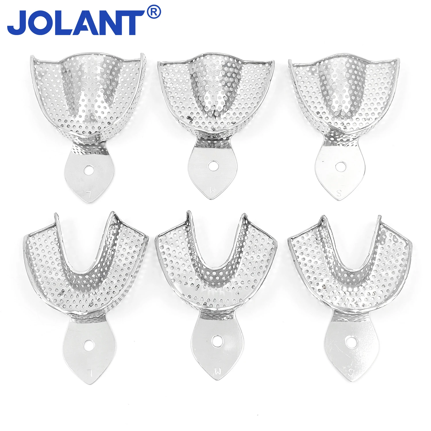 

6pcs/Set JOLANT Dental Lab Upper Lower Stainless Steel Impression Trays Dentistry Instrument Teeth Holder Tray Autoclavable