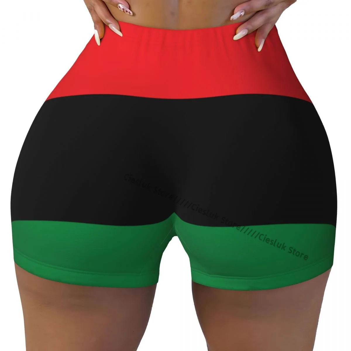 

Yoga Shorts Pan African Flag Women Biker Tight Elastic Workout Sports Leggings Sportswear