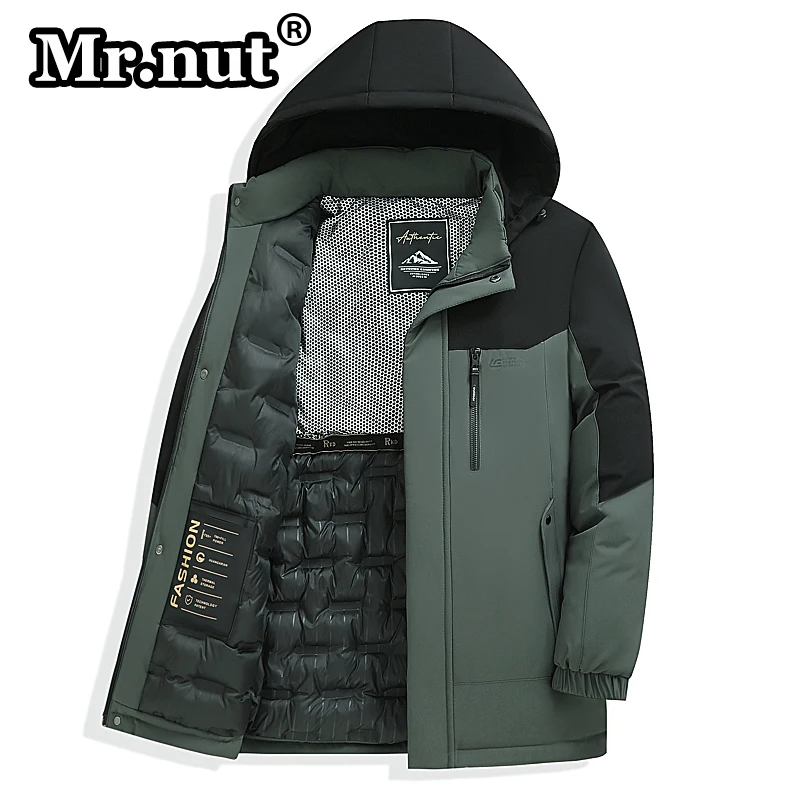 

Mr.nut New Men's Cotton-padded Coat Winter Jackets Outdoors Thermal High-Quality Thickening Jacket Hat Detachable Male Overcoat