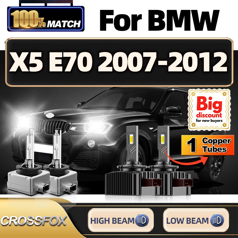 

CROSSFOX для BMW X5 E70 2007 2008 2009 2010 2011 2012 светодиодные ксеноновые лампы для фар, замена Canbus, обновленные ампулы для фар