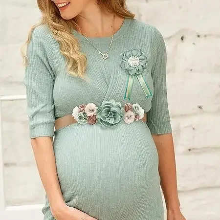 Celebrate with Style - Sage Green Maternity Sash & Mom to Be/Daddy to Be Corsage for Your Gender Reveal Party