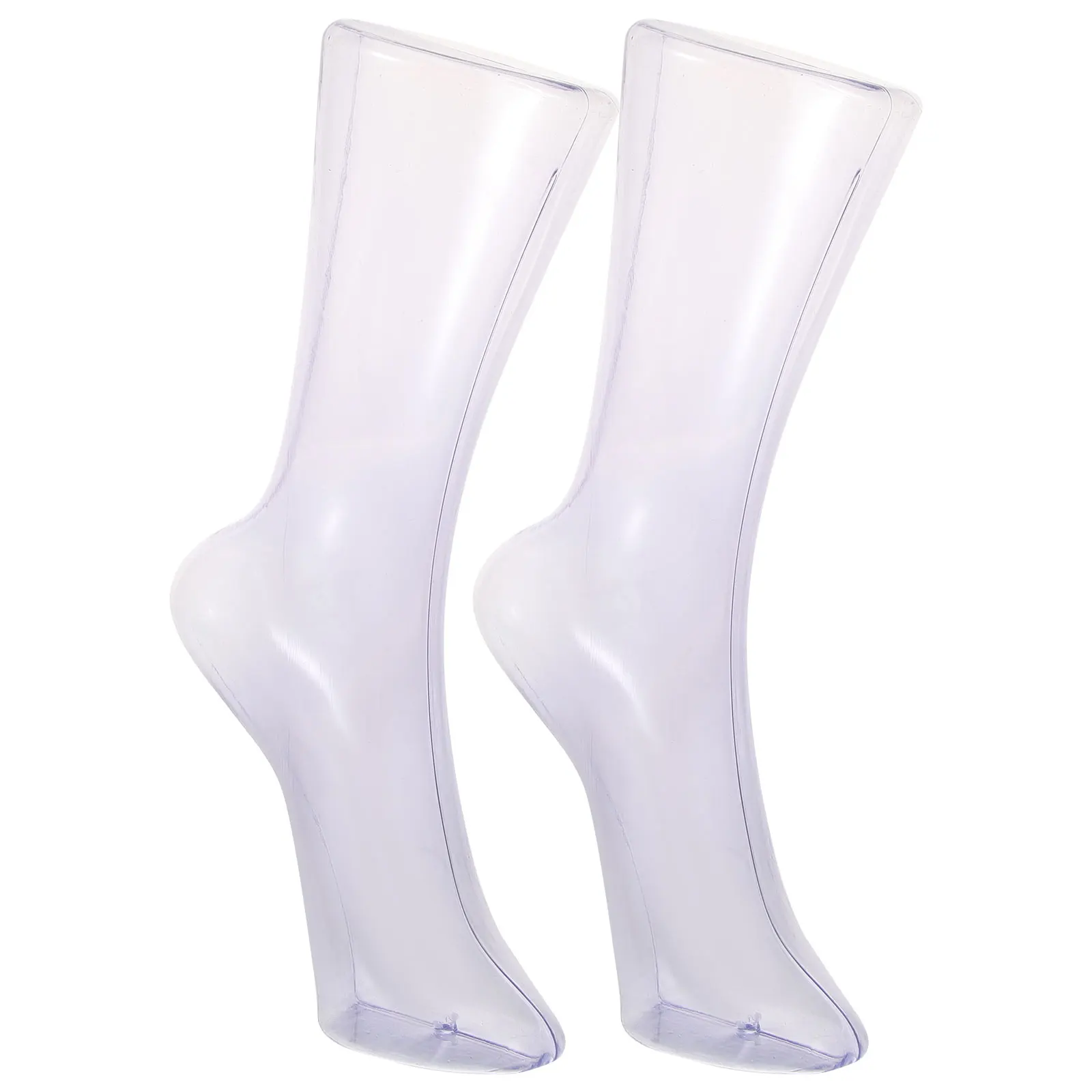 

2 Pcs Sock Mold Props Transparent Plastic Magnetic Foot Mannequin for Socks Display Female Feet Thick Design Stable Base