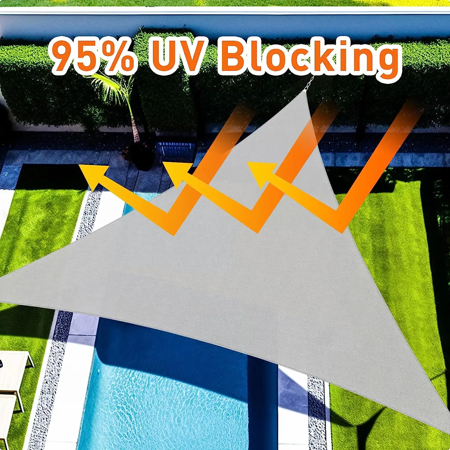 Wasserdichter dreieckiger Sonnenschutz, Segelüberdachung, 98 % UV-Block-Sonnenschutz für Außenanlagen und Aktivitäten, Hinterhof-Markise, Campingzelte – Detail 9
