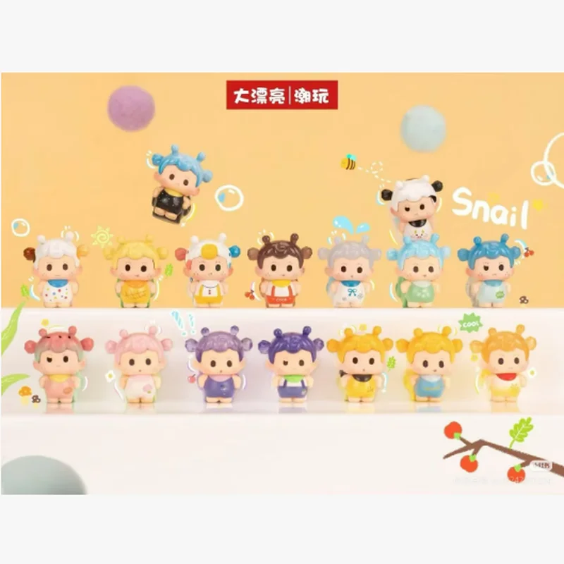 Auténtica nueva serie Soda Grumpy Snail Linda Mini estatuilla caja ciega juguetes coleccionables de moda para niñas regalo decorativo