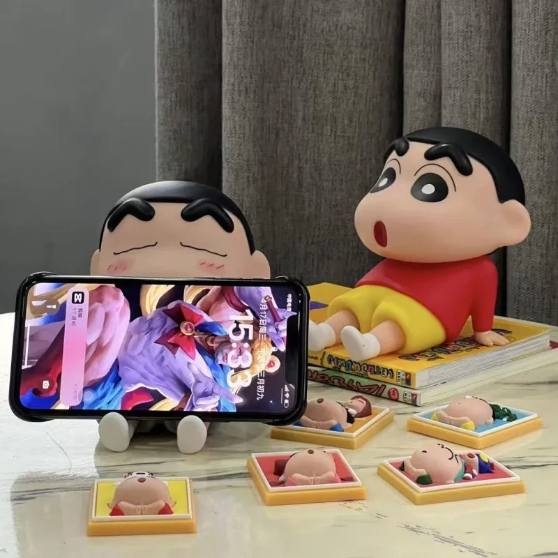 

2PCS New Kawaii Shinchan Series Mobile Phone Bracket Cartoon Character Creativity Figure Model Bracket Household Goods