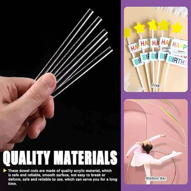 ชุดแท่งอะคริลิคขนาด 15 ชิ้น เส้นผ่านศูนย์กลาง 300 มม. ชุดอุปกรณ์แท่งอะคริลิคใสทรงกลมสำหรับงาน DIY วัสดุทำโมเดล - งานฝีมือ DIY