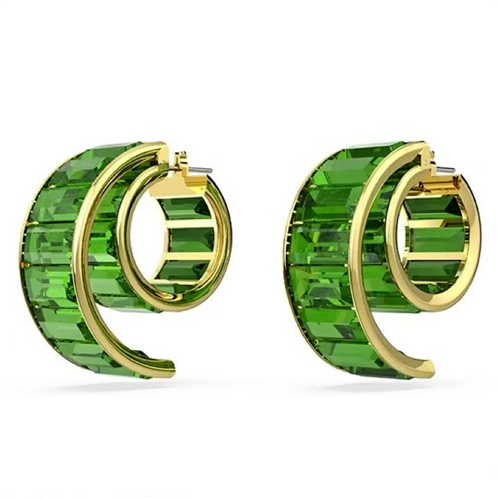 

Missvikki New Original Design Luxury Shiny Green Earrings Full Cubic Zirconia for Women Wedding Chic Trendy High Quality