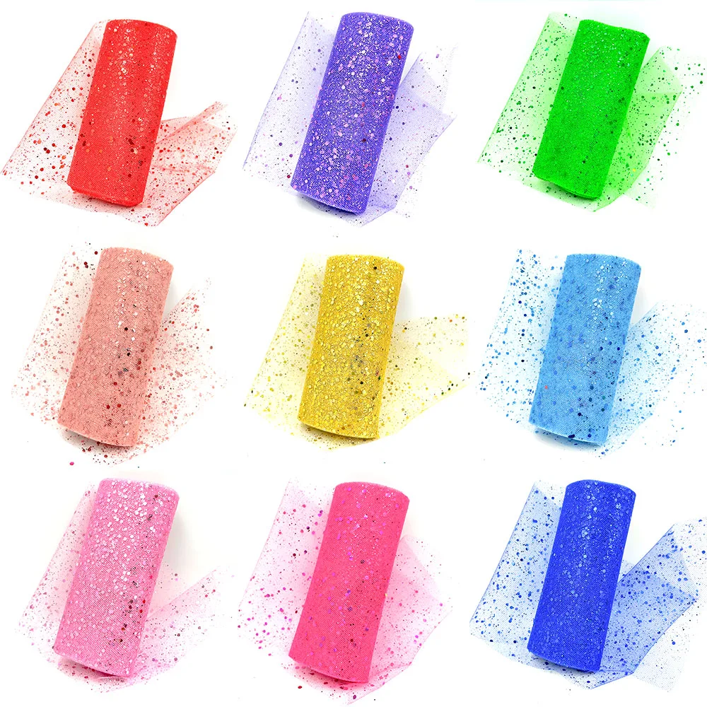 بريق تول النسيج لفة 6 بوصة 10 ياردة الترتر تألق الشريط بكرة المعاوضة لحفل الزفاف توتو تنورة هدية التفاف ديكور الحفلات