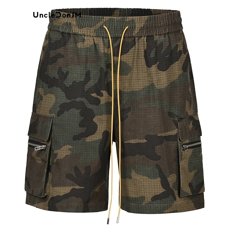 Camouflage Shorts Men\'s American Casual Pocket Cargo Pants Summer Streetwear Basketball Shorts Drawstring Shorts