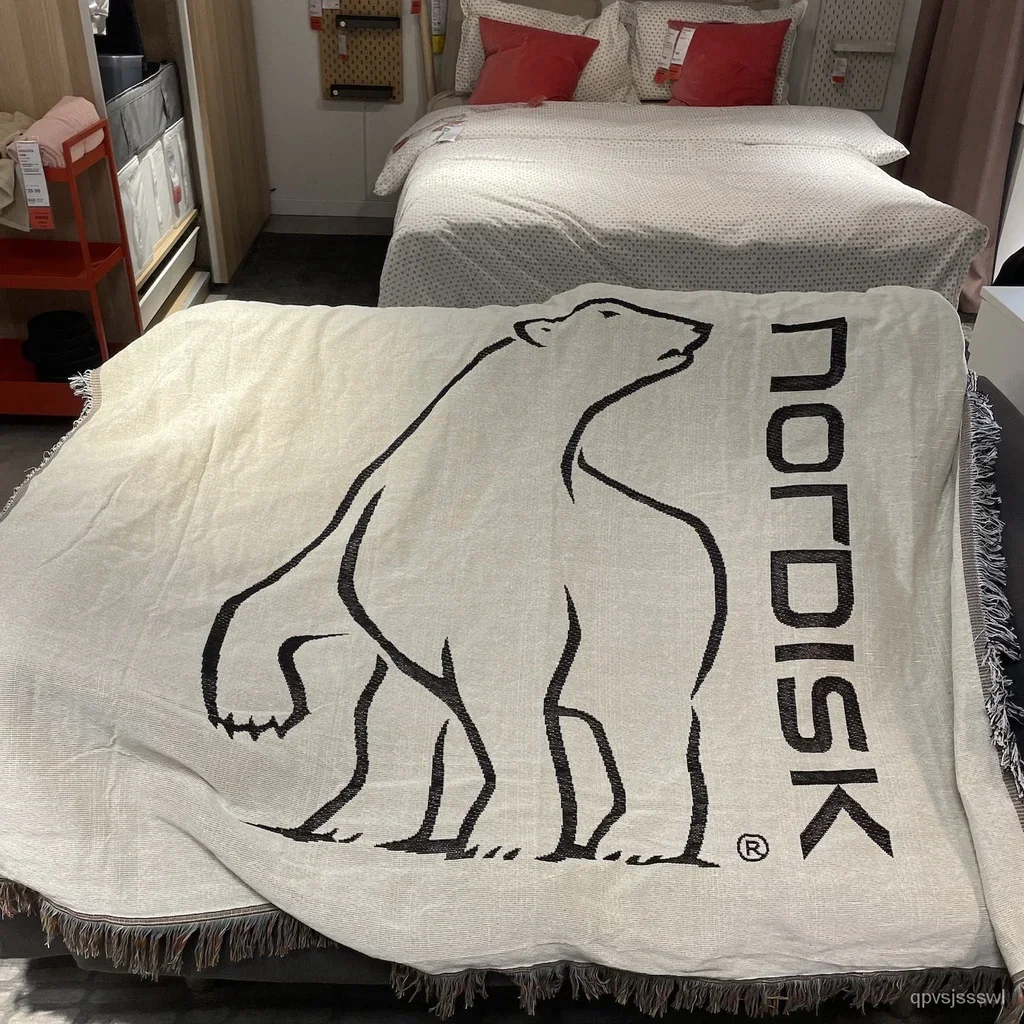 Nordisk Blanket Camping Outdoor Picnic Throw Blanket White Bear Blankets for Beds Home Decorations With Tassel Sofa Cove Textile