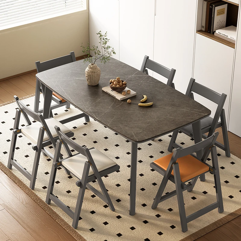 Solid Wood Small Space Dining Stool Home Foldable Chair Portable Backrest Mahjong Chair Comfortable