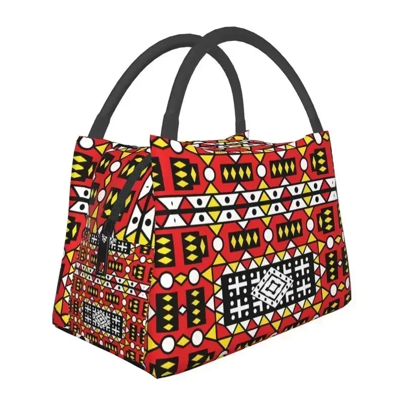 Kizomba Samakaka Ankara Print Insulated Lunch Bag for African Pattern Wax Design Cooler Thermal Bento Box Office Picnic Travel