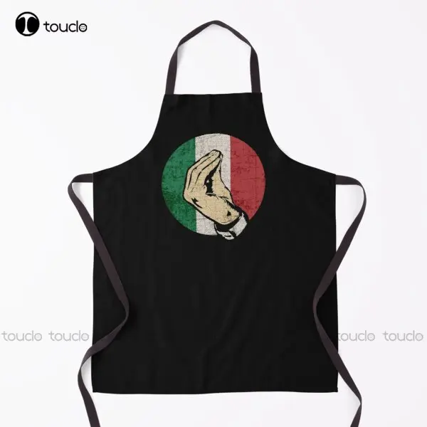 Italian Hand Gesture Sing Language Funny Italy Flag Vintage Apron Black Aprons For Women Men Unisex Adult Custom Cooking Aprons