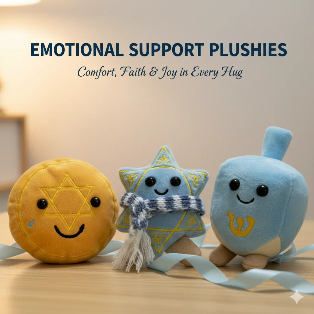 Emotional Support Plush Hanukkah Toy Star Of David And Dreidel Soft Comfort Toy For Kids Adults Festival Gift For Jewish Holiday