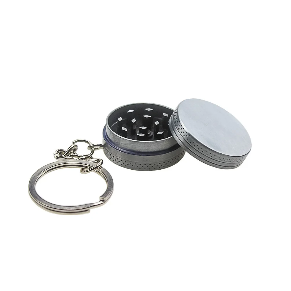 30MM Herb Tobacco Grinder Zinc Alloy Grinder 2 Layer Mini Pendant Key Chain Cigarette Grinder