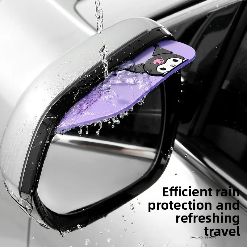 

Cartoon Kuromi My Melody Car Reverse Mirror Rain Brow Weather Guard Rearview Mirror Sun Visor Waterproof Car Accessories