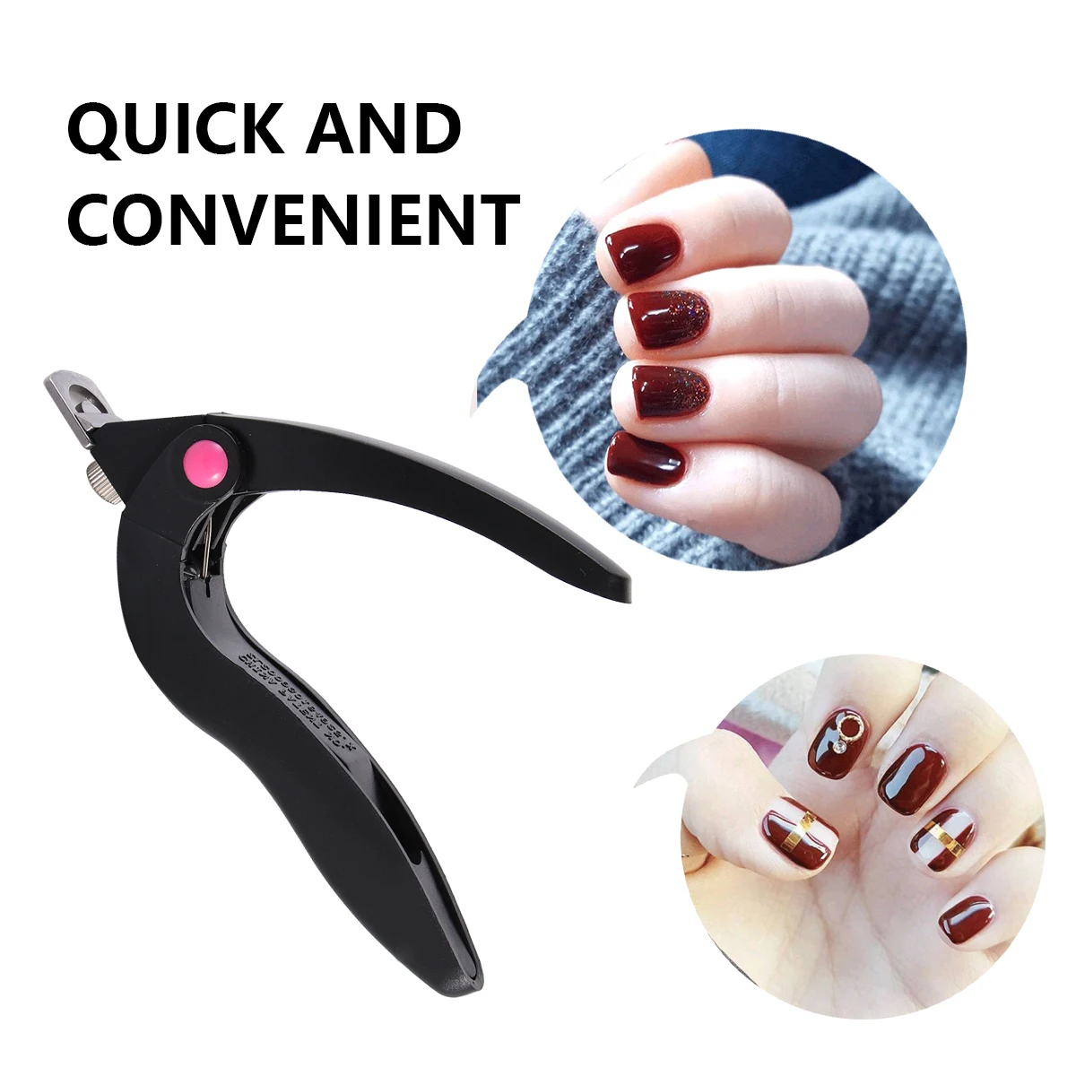 2 قطع المهنية الفن القواطع U-شكل الاكريليك مسمار كليبرز دائم الربيع شفرة المحمولة تلميح المتقلب جولة مستقيم قطع تصميم