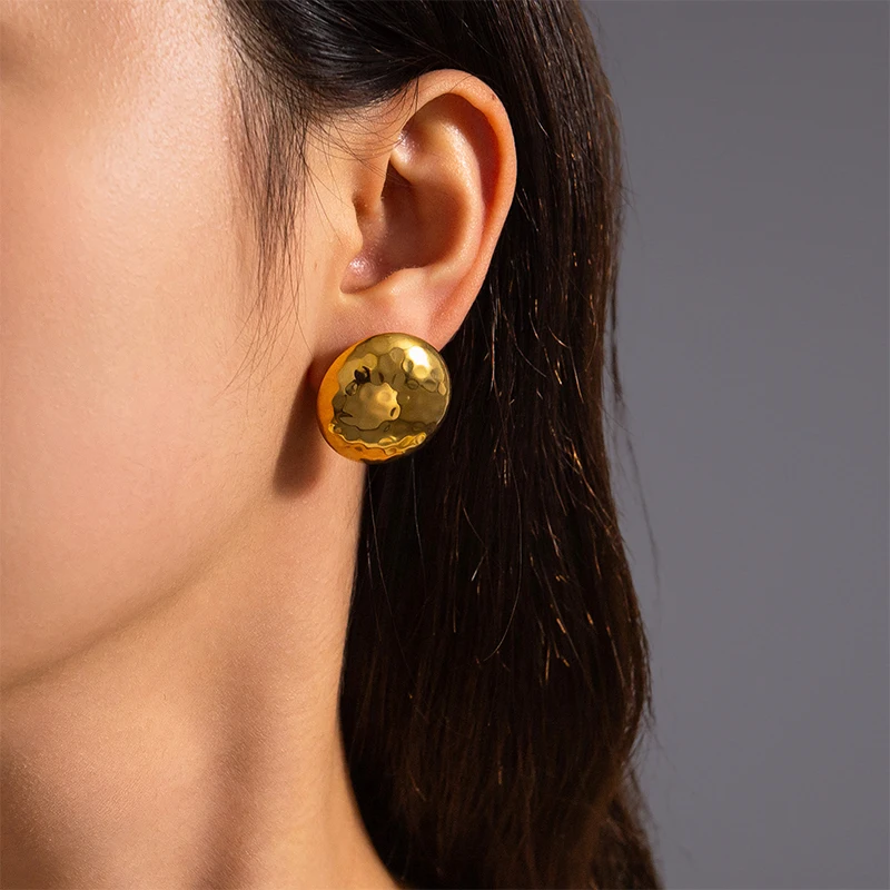 Letdiffery Fashion Round Stud Earrings Rings Jewelry Set Stainless Steel For Women Adjusatable Rings Drop Earrings Party Jewelry